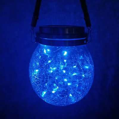 Crackle LED Solar Lights Patio Glass Hanging Lights Wishing Christmas Mason Jar Lights