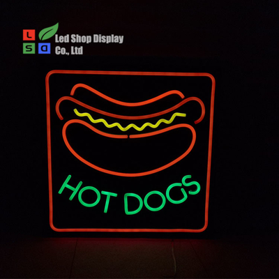 Perrito caliente personalizar LED señal de neón con 12 colores para elegir en interiores DC 12V